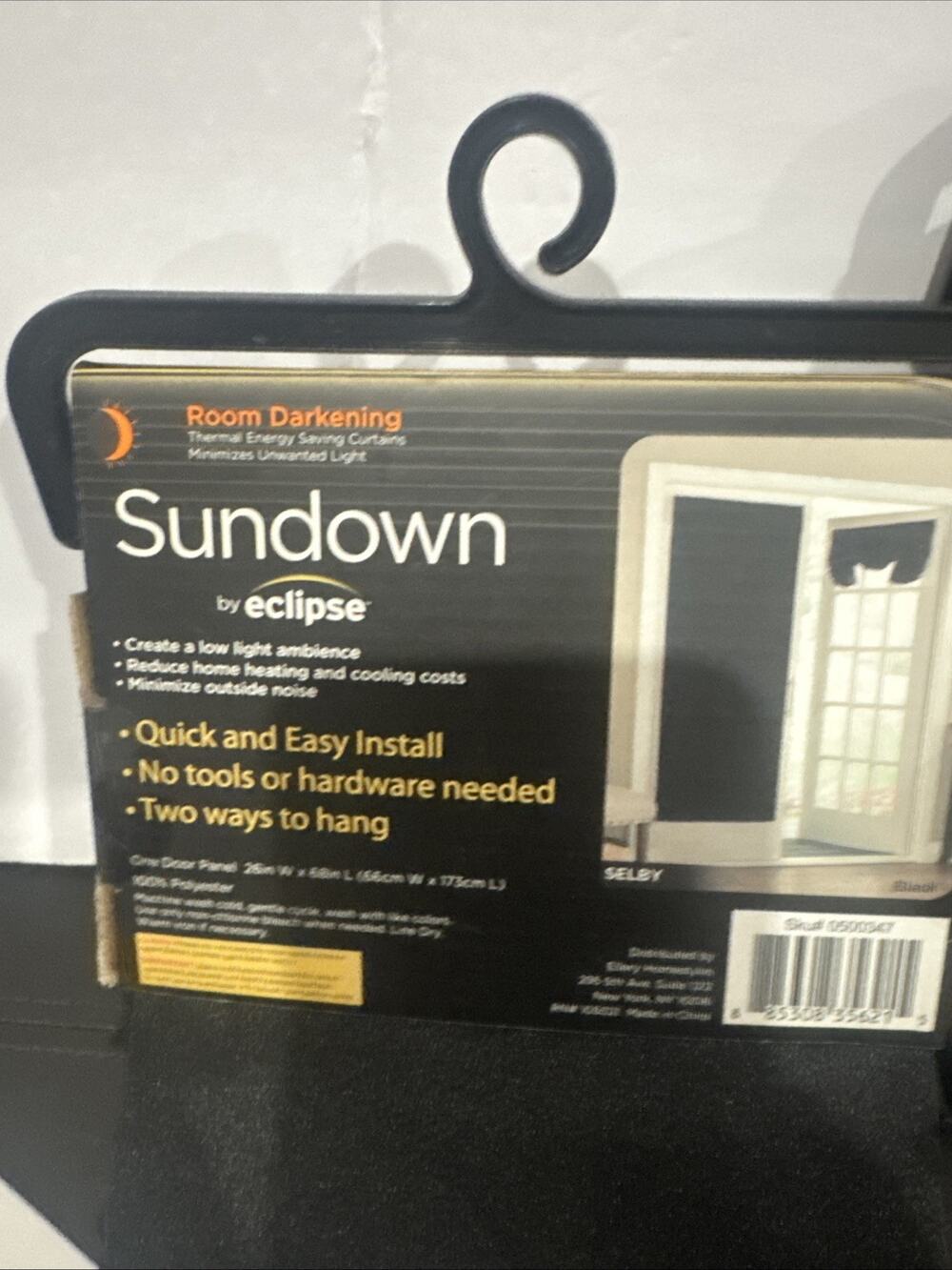 Lot of 2 SunDown Eclipse 68” Selby Door Panel Room Darkening Thermal Curtains